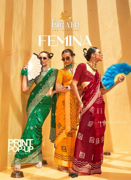 Femina By Trirath Daani Georgette Foil Printed Saree Orders In India Catalog